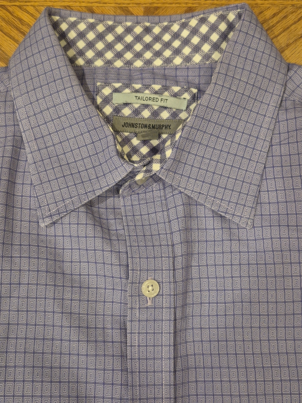 Johnston & Murphy Tailored Fit Purple Patterned Men's Button Down Shirt Size XL